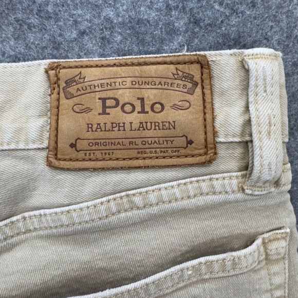 Polo Ralph Lauren Authentic Dungarees Varick Slim Straight Jean Size 36x30 Beige - Picture 7 of 11